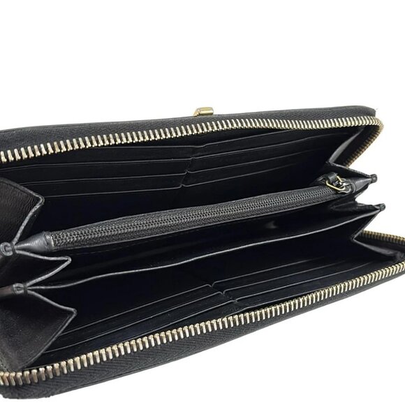 Auth SAINT LAURENT PARIS Y Line Black Leather Long Wallet - Picture 3 of 5
